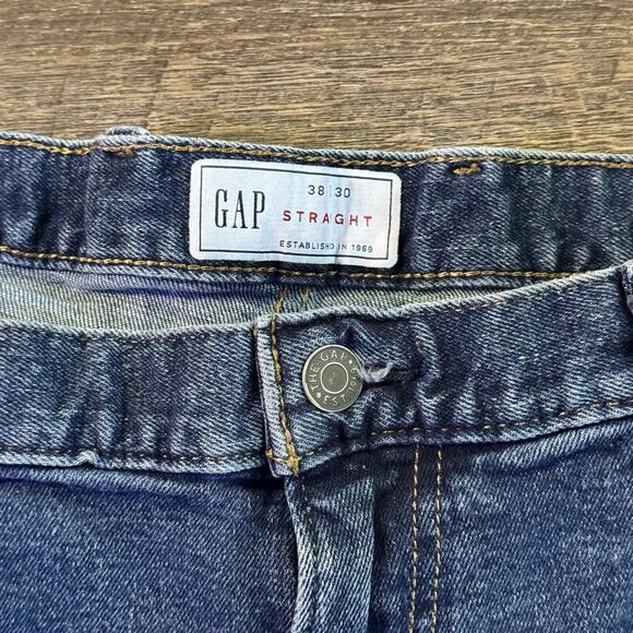 Gap 38x30 Straight Fit Blue Jeans Quality Denim Dark Wash - Picture 3 of 5
